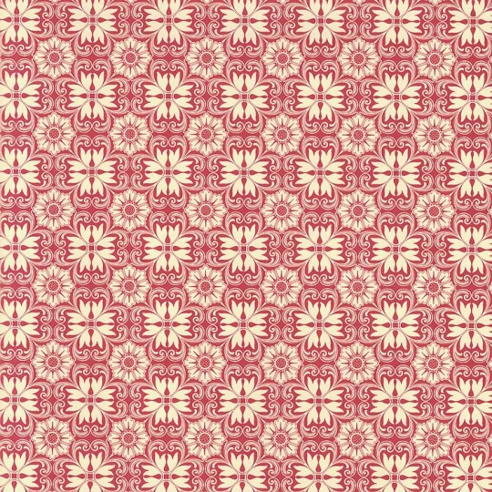 Red and Ivory Italian Floral Tile Print Paper ~ Kartos Italy